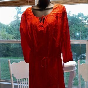 Red Tie Waist Dress Perfect for Summer Sz XXL